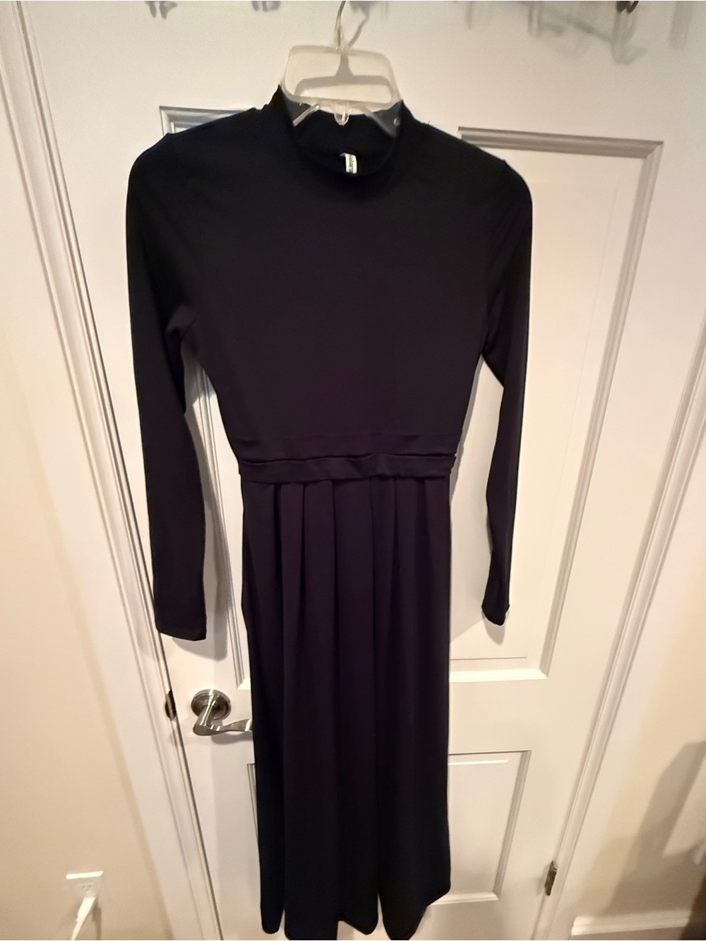 NWT HALARA Mock-Neck Long Sleeve Pocket Flare Maxi Casual Dress XS
